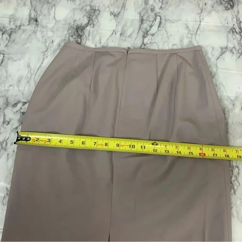 Lafayette 148 Virgin Wool Taupe Brown pencil Skirt size 2